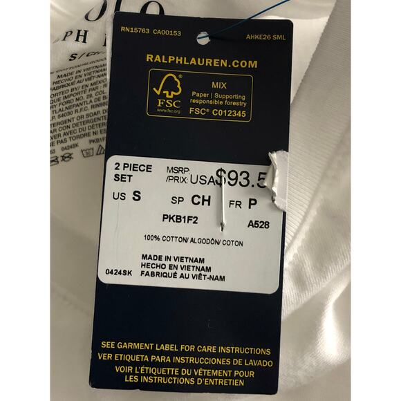 Polo Ralph Lauren Pajama T-Shirt Size Small Crew Neck White NEW - Picture 7 of 7
